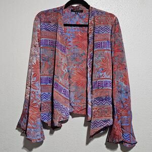 Karma highway Bell Sleeve Top Purple Red Viscose One Size Boho Casual